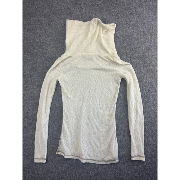 Prana Cowl Neck Sweater Women's Small Ivory Geometric Long Sleeve Pullover - Picture 6 of 6